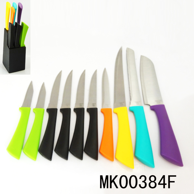 SETS OF 11PCS SS KNIVES PP Handle with HOLDER
