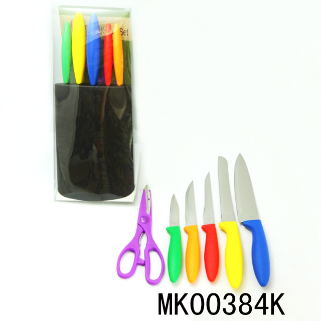 SETS OF 7PCS SS KNIVES with SCISSORS with HOLDER in PVC BOX