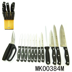 SETS OF 14PCS SS KNIVES with SCISSORS with SHARPENR with WOODEN HOLDER