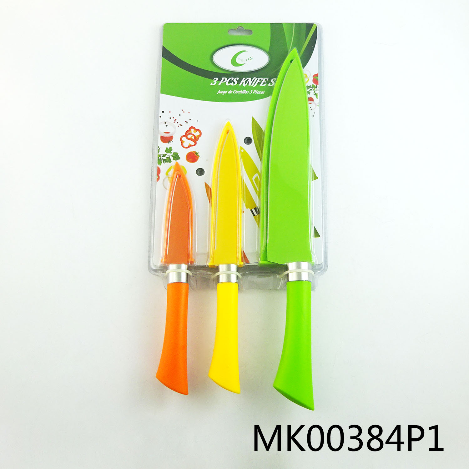 SETS OF 3PCS KNIFE COATING SS with PLASTIC Handle