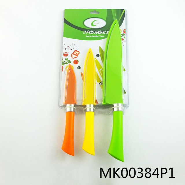 SETS OF 3PCS KNIFE COATING SS with PLASTIC Handle