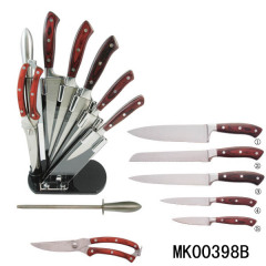 5PCS COLOR WOODEN Handle KNIFE SET with ACRYL Stand in BOX