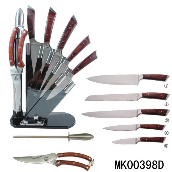 5PCS COLOR WOODEN Handle KNIFE SET with ACRYL Stand in BOX style 3