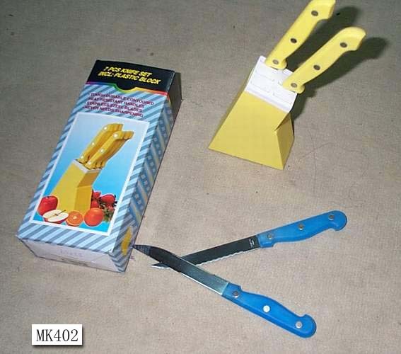 7PCS 1mm STEAK KNIFE SET with PLASTIC BLOCK in CB