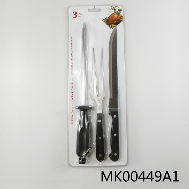 3PCS KNIFE and FORK and SHARPENER SET