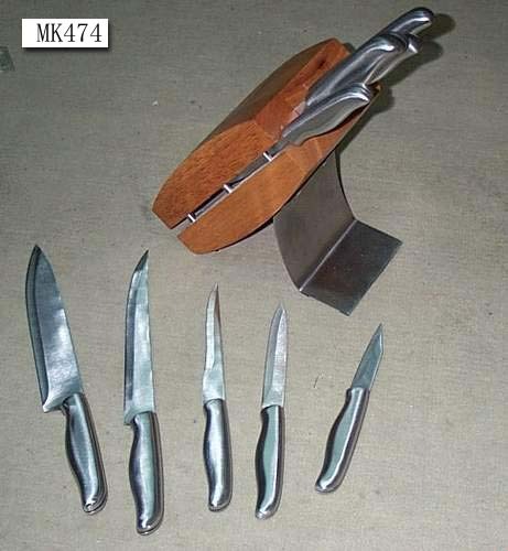 6PCS SS KNIFE SET with WOODEN BLOCK