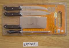 3PCS KNIFE with SHARPENER with CUTTING BOARD