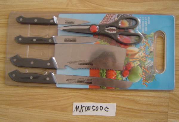 4PCS KNIFE with 9110 SCISSORS with CUTTING BOARD