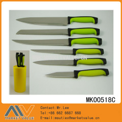 6PCS KITCHEN KNIFE with RUBBER Handle in PLASTIC Stand