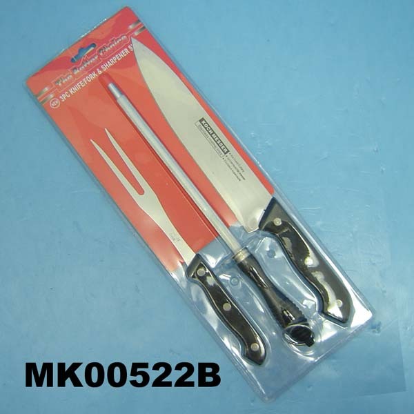 KNIFE FORK and SHARPENER 3PC SET