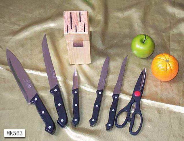 7PCS WOODEN BLOCK KNIFE SET