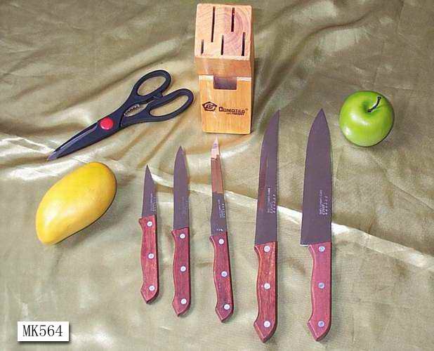 7PCS WOODEN Handle KNIFE SET with WOODEN BLOCK
