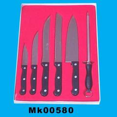 5PCS KNIFE with SHARPENER in VELVET TRAY
