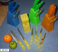 7PCS PLASTIC BLOCK KNIFE SET