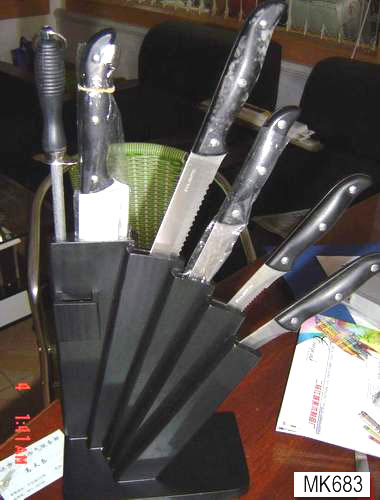 8PCS WOODEN BLOCK KNIFE SET CHEF KNIFE CARVING KNIFE