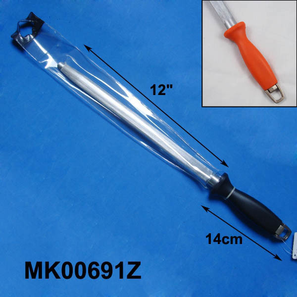 12in KNIFE and SCISSORS FLAT SHARPENERorange Handle in PVC BAG