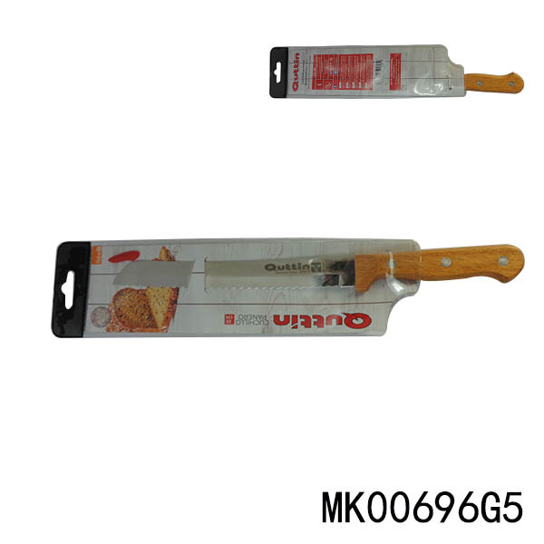 8in SS BREAD KNIFE WBEECH Handle in PVC BAG