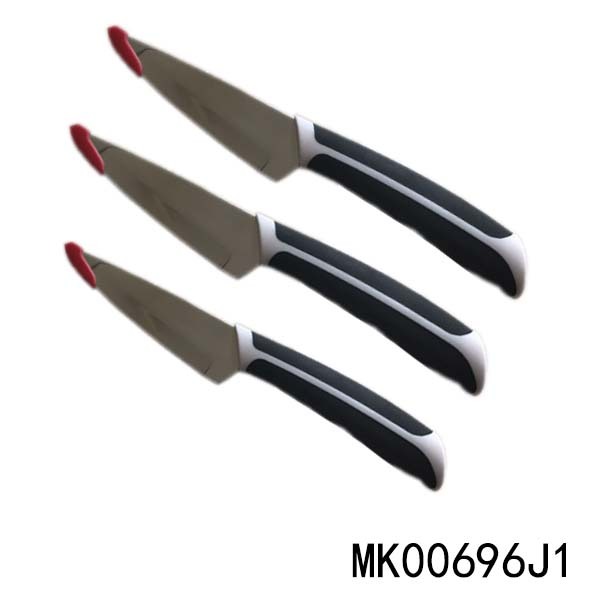 3PCS 3.5in PARING KNIFE with TPR Handle in PVC BAG