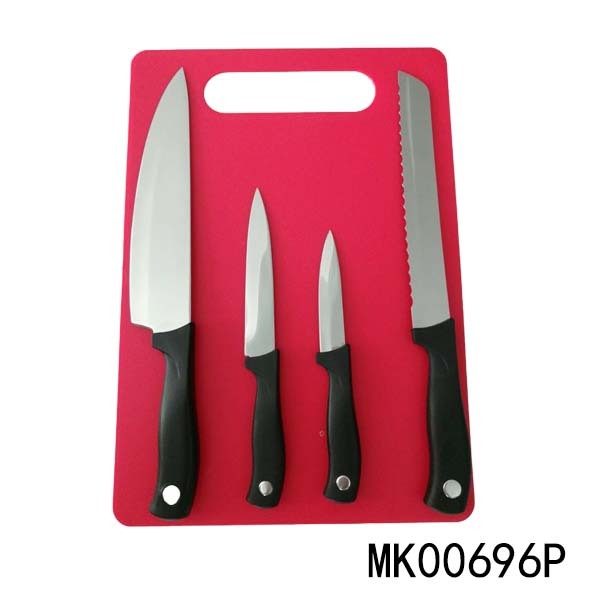 4PCS SS KNIFE SET with PP CUTTING BOARD