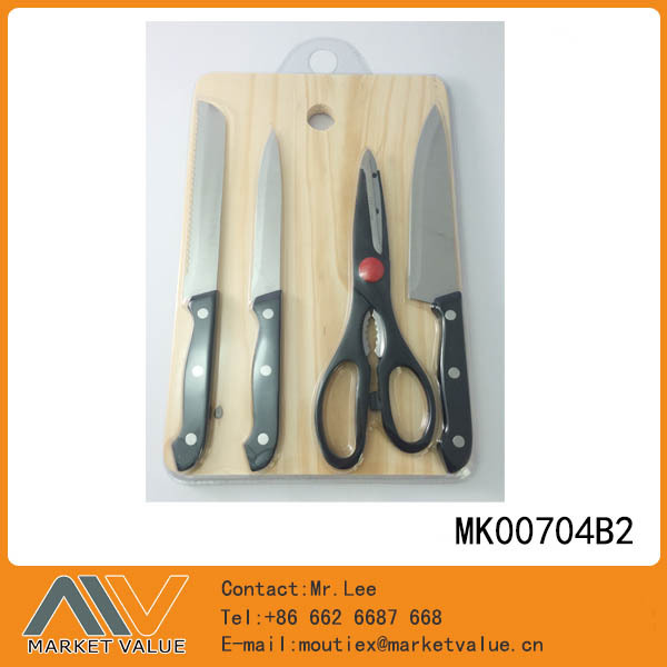 5PCS KNIFE SETHALE TANG with WOODEN CUTTING BOARD