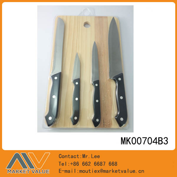 5PCS KNIFE SETFULL TANG with WOODEN CUTTING BOARD
