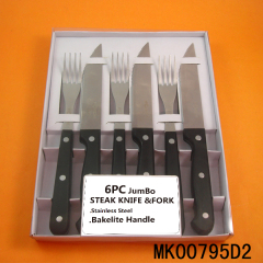 6PCS JUMBO KNIFE and FORK SET BAKELITE Handle DIAPLAY BOX