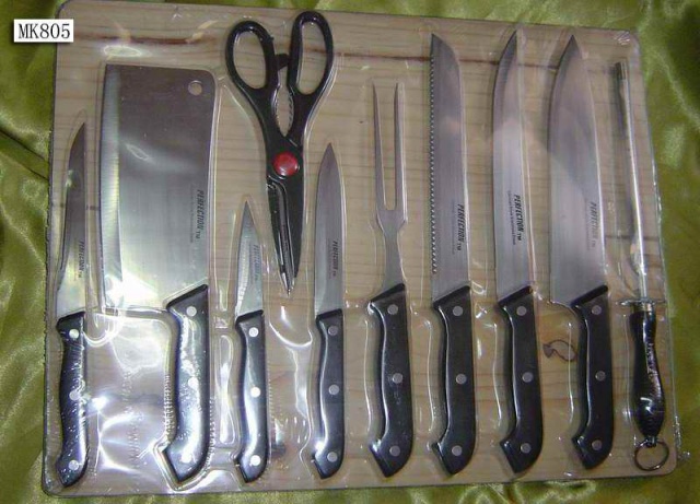 11PCS KNIFE SET with CUTTING BOARD SHRINK PACK