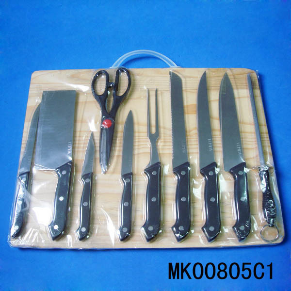 11PCS KNIFE SET HALF TANG with CUTTING BOARD SHRINK PACK