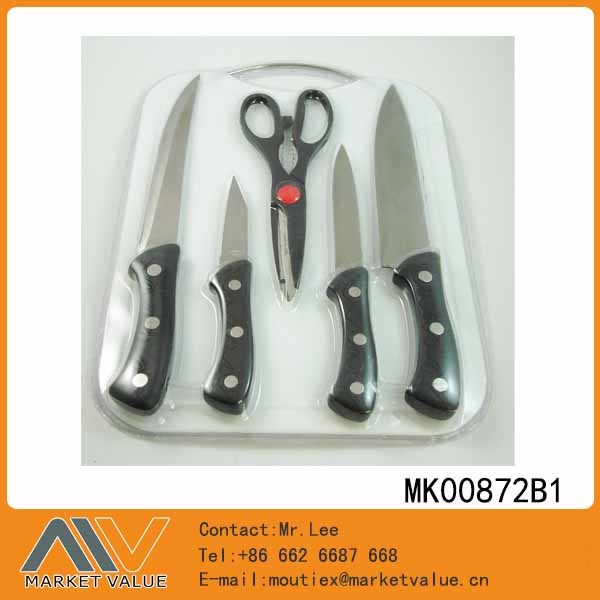 PCS KITCHEN KNIFE WBLACK HALF TANG PP Handle 1PC KITCHEN SCISSORS with CUTTING BOARD