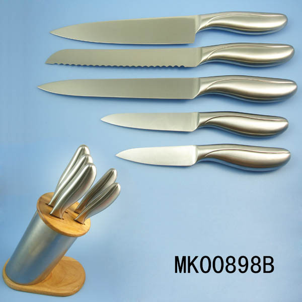 5PCS KITCHEN KNIFE SET with HOLLOW Handle with STEEL HOLDER