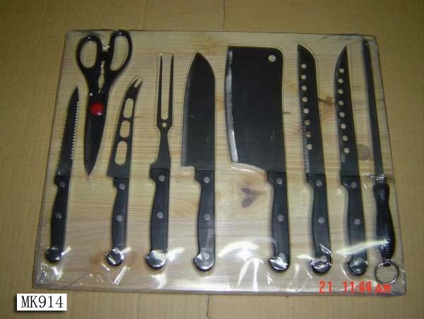 7PCS KNIVES with 9110 SCISSORS with SHARPENER with CUTTING BOARD
