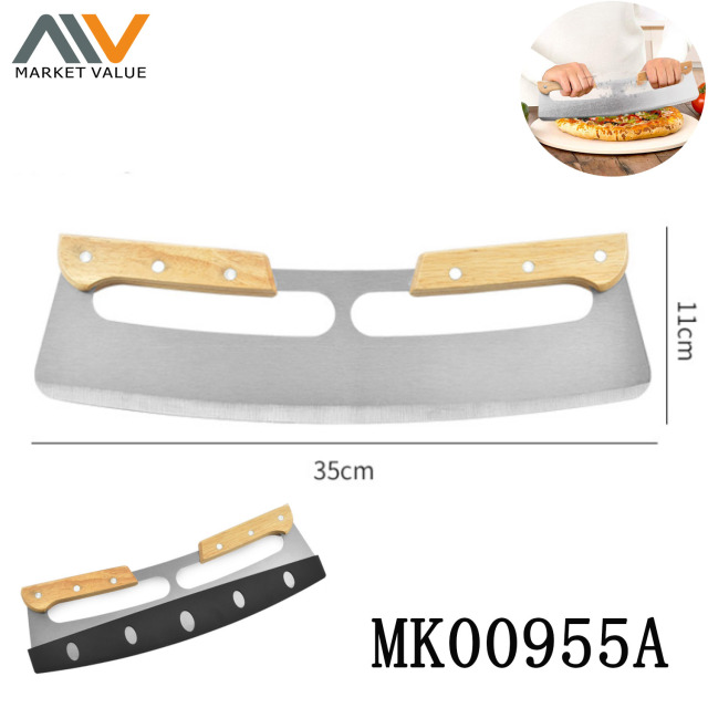SS Pizza Cutter with Wooden Handle in BOX