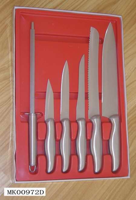5PCS SS KNIFE and SHARPENER style 2