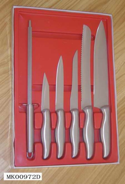5PCS SS KNIFE and SHARPENER style 2