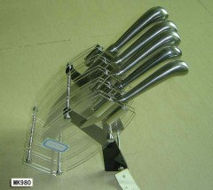5PCS HOLLOW Handle KNIFE SET with ACRYLIC BLOCK