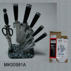 7 Rubber Handle knife set Acrylic Knife Block