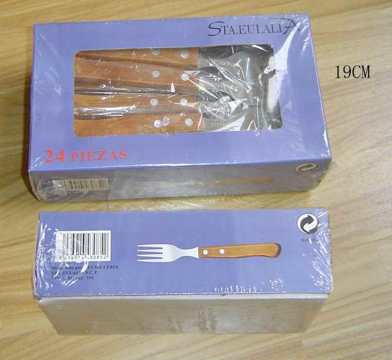 24PCS SS FORK with WOODEN Handle