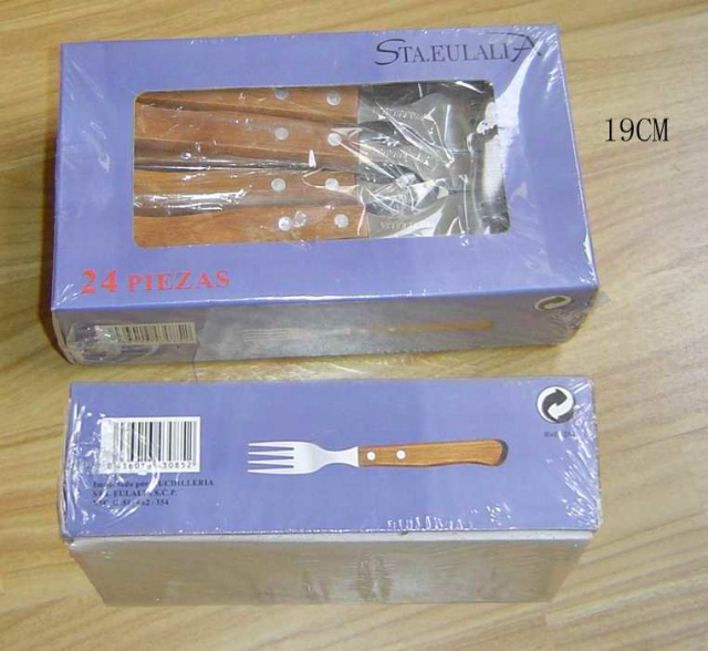 24PCS SS FORK with WOODEN Handle