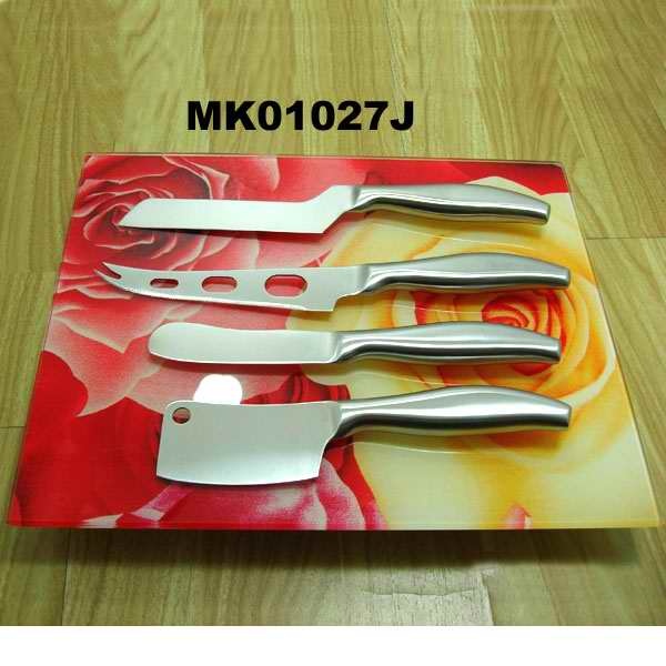 5PCS CHEESE SET with GRASS CUTTING BOARD style 2