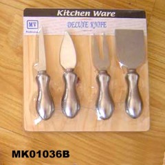 4PCS HOLLOW Handle CHEESE KNIFE with CUTTING BOARD style 2