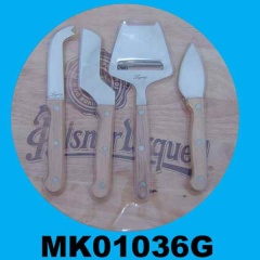4PCS CHEESE KNIFE with RUBBER WOOD Handle and 10in CUTTING BOARD