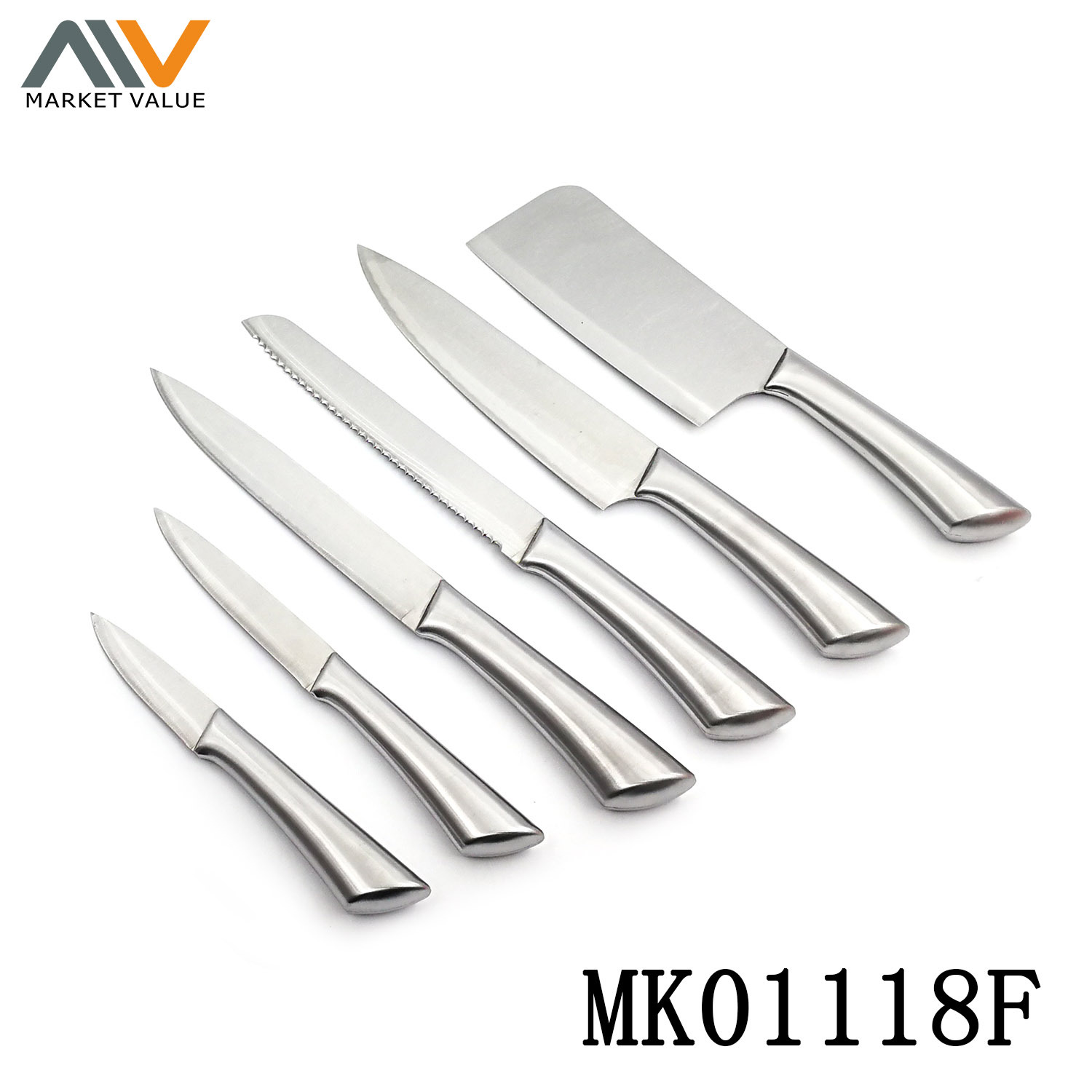 6 Piece SS Kitchen Knife set Hollow in WHITE BOX