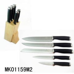 5PCS SS KITCHEN KNIFE with WOODEN Stand