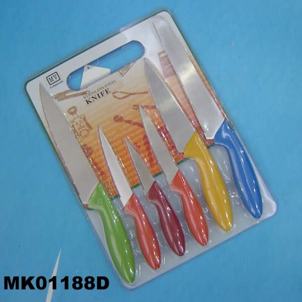 6PCS KNIFE PLASTIC Handle and CUTTING BOARD SET
