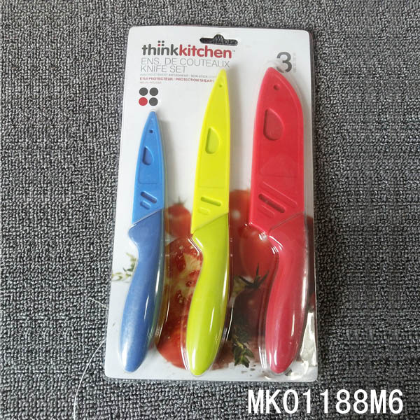 3PCS PLASTIC Handle COATING KNIVES