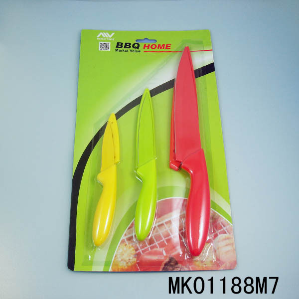 3PCS PLASTIC Handle COATING KNIVES style 2