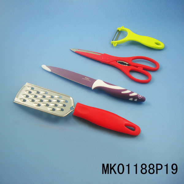 KNIFE and 9110 SCISSORS and PEELER and GRATER in BOX