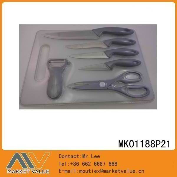 4PCS KNIFE and KITCHEN SCISSORS and PEELER and PLASTIC BOARD LABLE