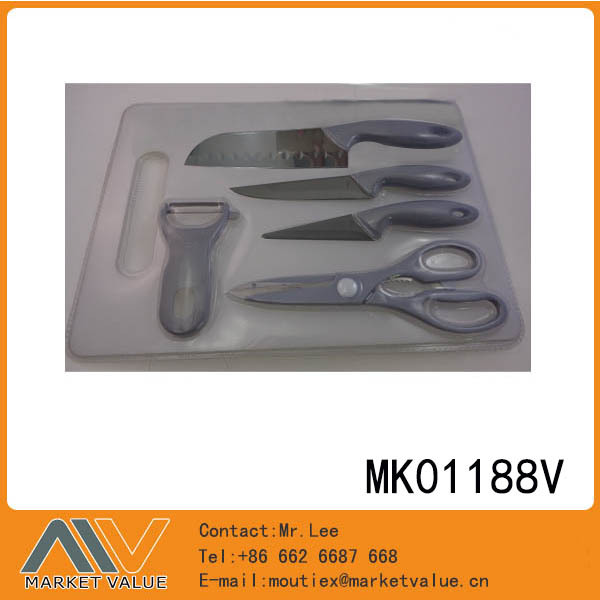 3PCS KNIFE and KITCHEN SCISSORS and PEELER and CUTTING BOARD