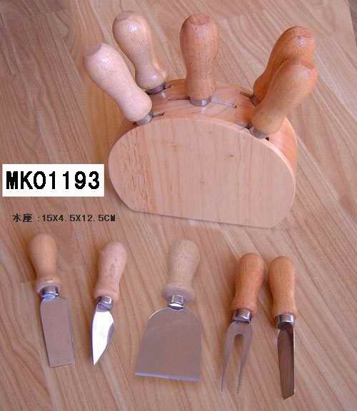 5PCS CHEESE SET with WOODEN BLOCK